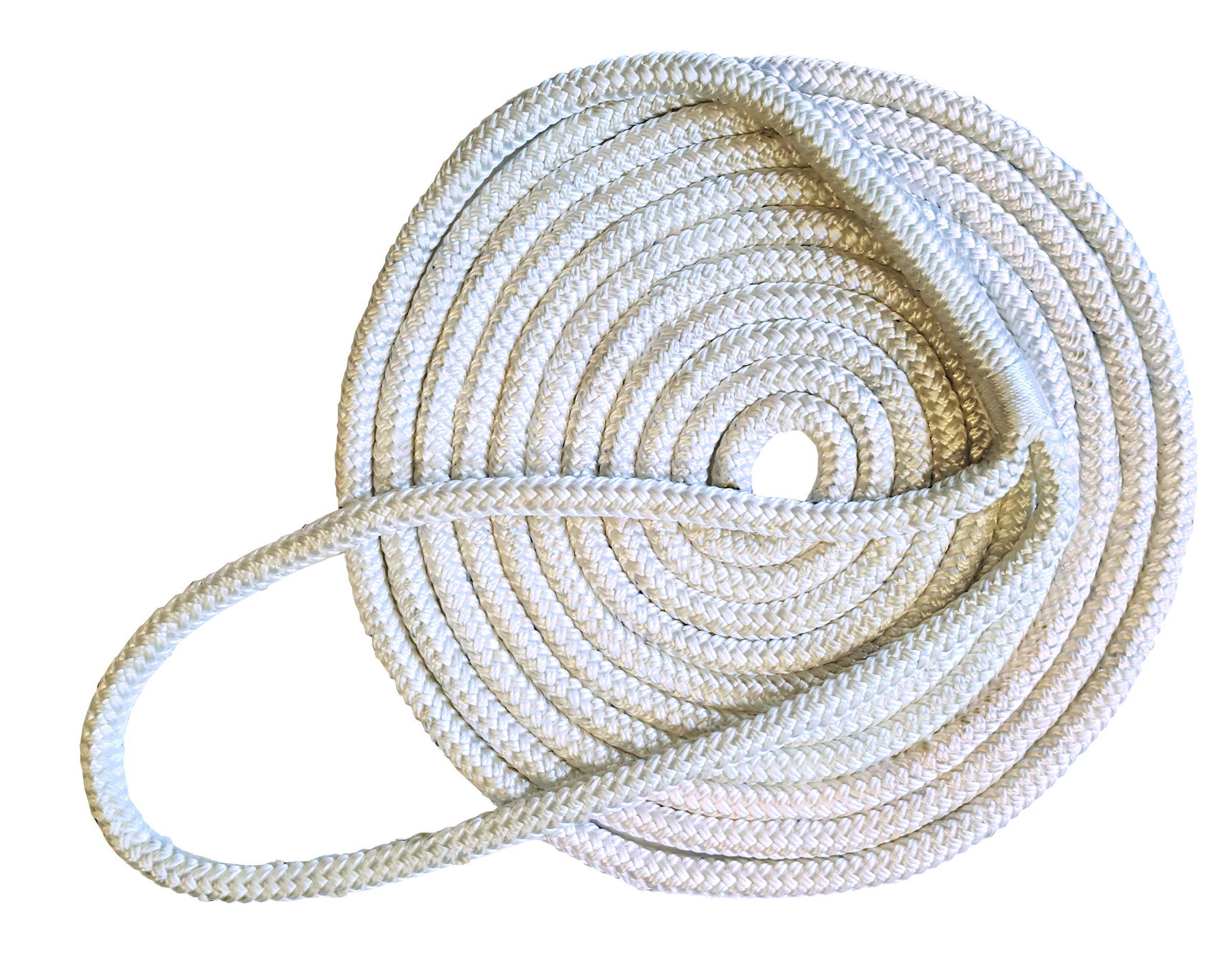 Tommy Docks 15 Ft Dock Line With 4,400 Lb Break Strength - 3/8 In Thick Double Braided Nylon Marine Rope Accessory - 12 In Eye S