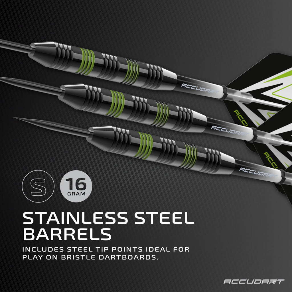 Accudart Steel Tip Dart Set 3.0 - Gunmetal Finish Steel Barrel - Hybrid Grip - Polycarbonate Shafts - Standard Shape Flights - D