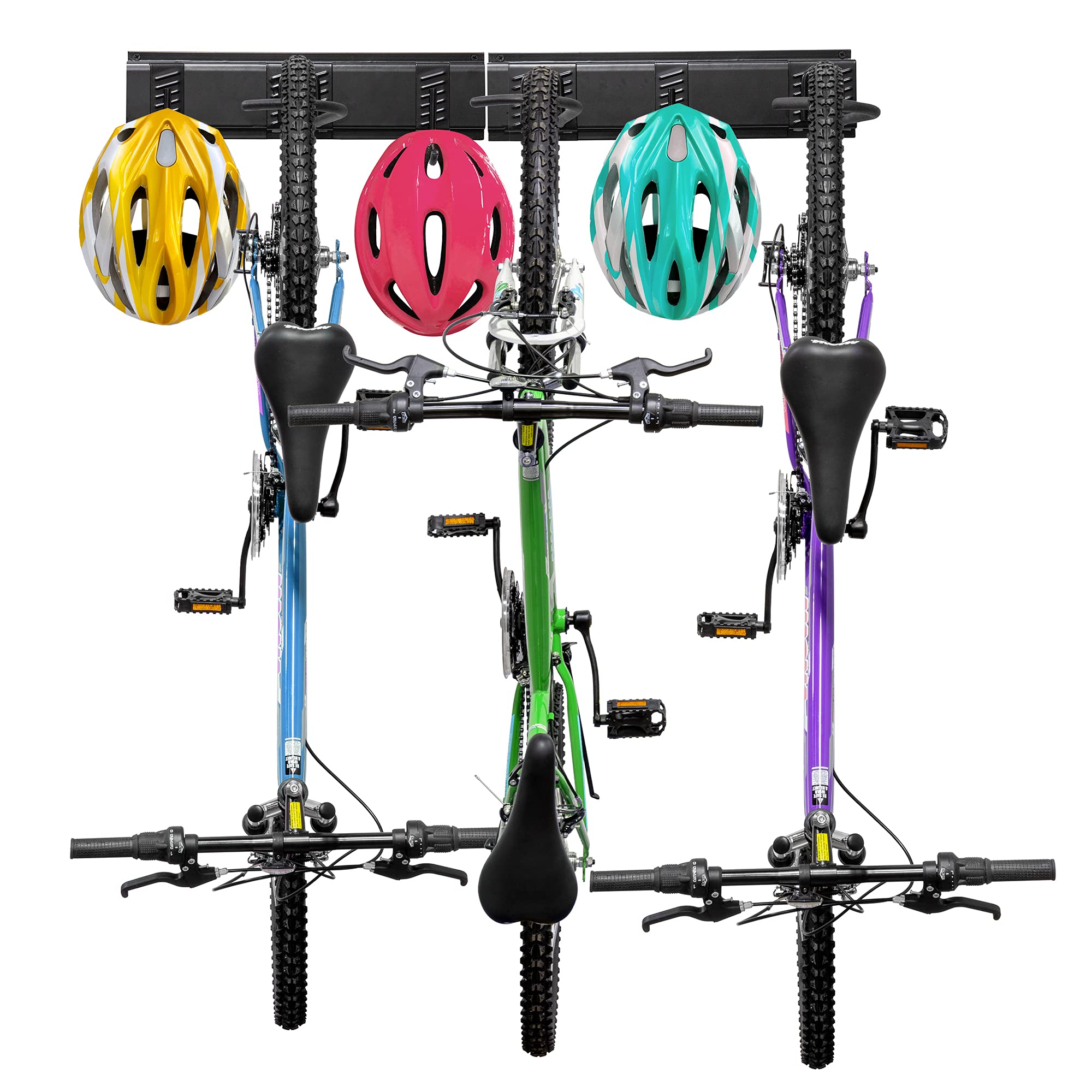 RaxGo Garage Bike Rack, Wall mounted Bicycle Storage Hanger, 3 Adjustable Bike and 3 Halmet Hooks Universal for Indoor & Home Us
