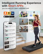 Wellfit 10% Incline Walking Pad, 2.5Hp 4Mph 265 Lb+ Capacity Treadmills For Home, Smart Treadmill With Mute Remote And App Contr