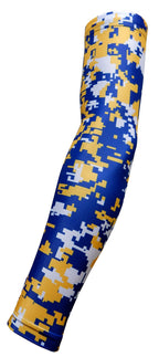 Sportsfarm New! Royal Blue Yellow White Digital Camo Arm Sleeve - Moisture Wicking Compression (Youth Large)