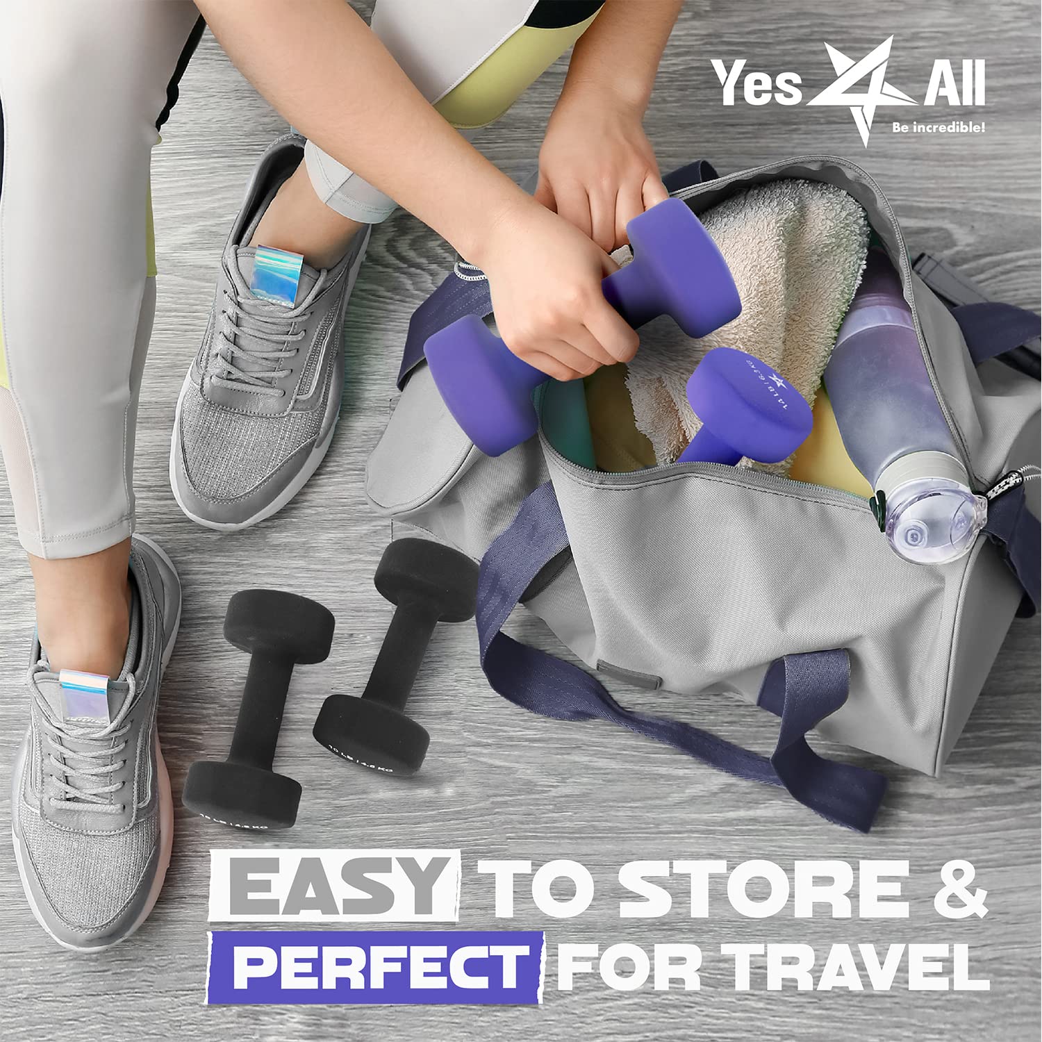 Yes4All 20Lbs Pair Non-Slip, Hexagon Neoprene Dumbbells Hand Weights Set For Muscle Toning, Strength Building, Weight Loss (Medi