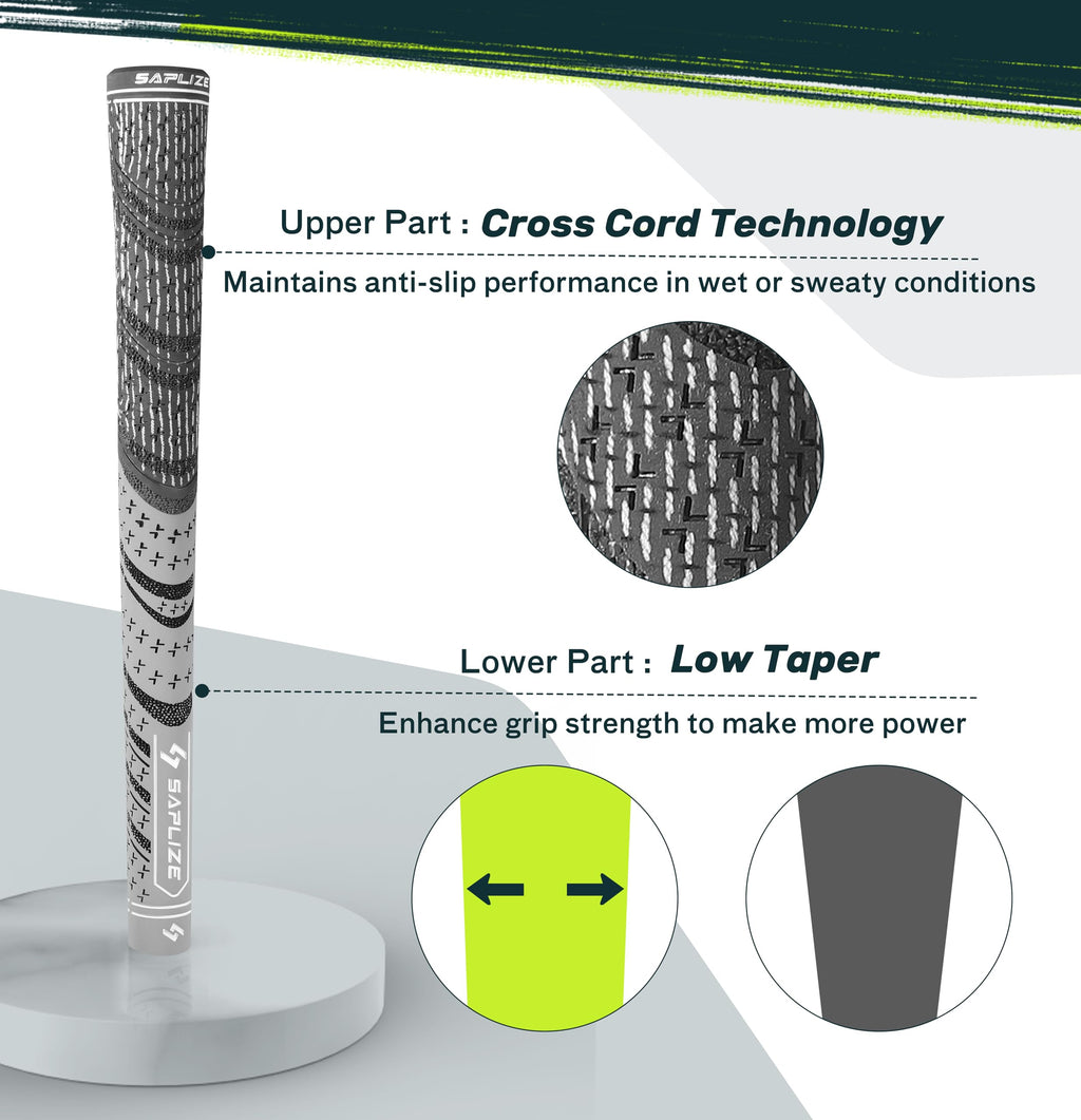 Saplize Golf Grips Upgrade Kit(13 Grips With 15 Tapes), Multicompound Hybrid Golf Club Grips, Standard Size, Grey Cl03 Series