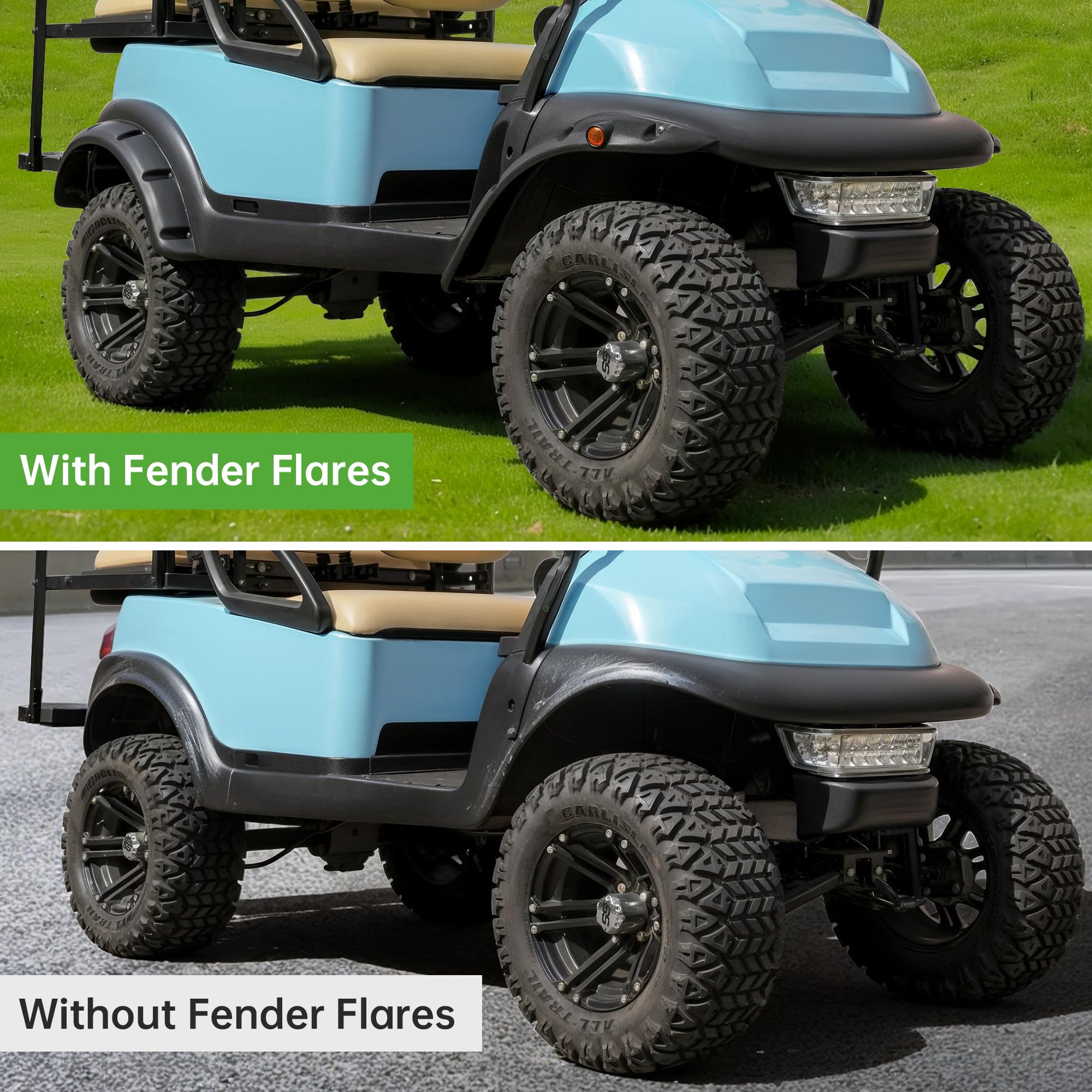 10L0L Golf Cart Standard Fender Flares Front And Rear For Club Car Precedent Golf Carts With Metal Hardware (Set Of 4)