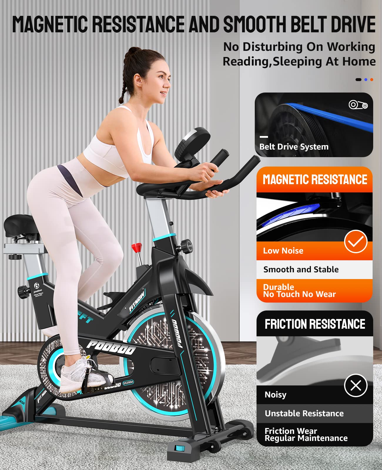 Exercise Bike Adjustable Resistance Cardio Workout Indoor Fitness Bike W/Lcd Monitor Adjustable Seat Straps Foot Pads Home Offic