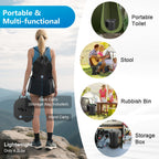 Upgrade Retractable Portable Toilet For Adults - 18.6H Adjustable Height Camping Tall Toilet, Xl Travel Folding Toilet With Lid