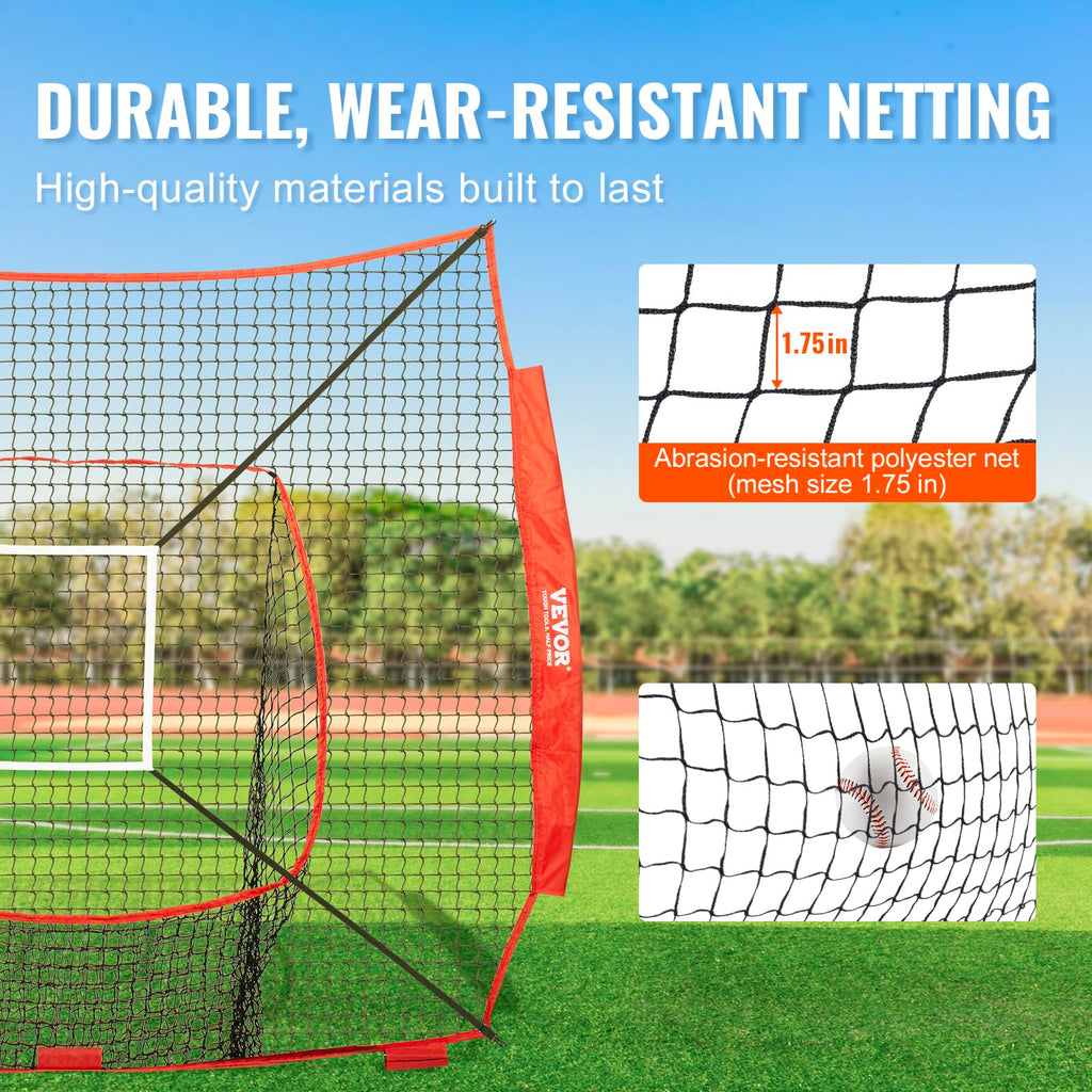Vevor 7X7 Ft Baseball Softball Practice Net, Portable Baseball Training Net For Hitting Batting Catching Pitching, Backstop Base
