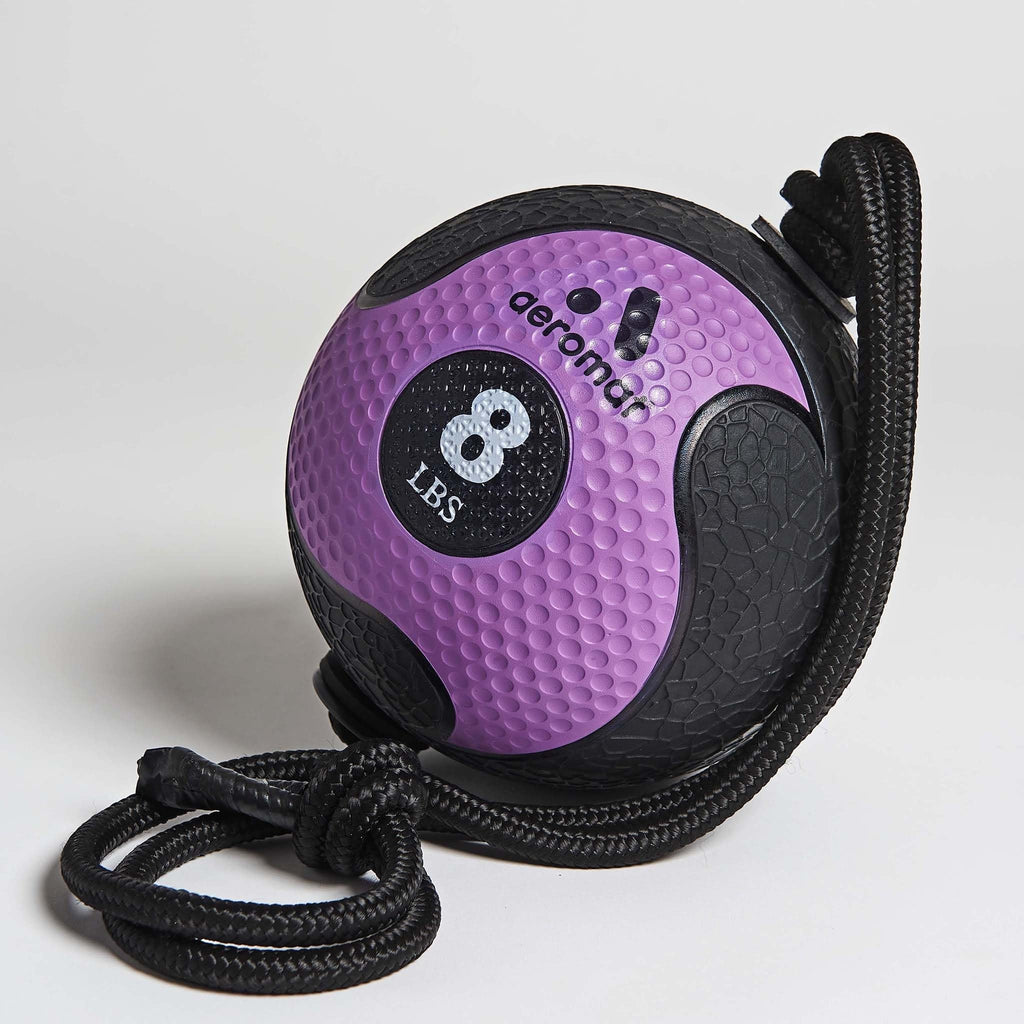 Aeromat Elite Power 39'' Rope 8 Lb Medicine Balls For Exercise - 9'' Dia Workout Ball, Weighted Balls For Exercise, Weight Ball,