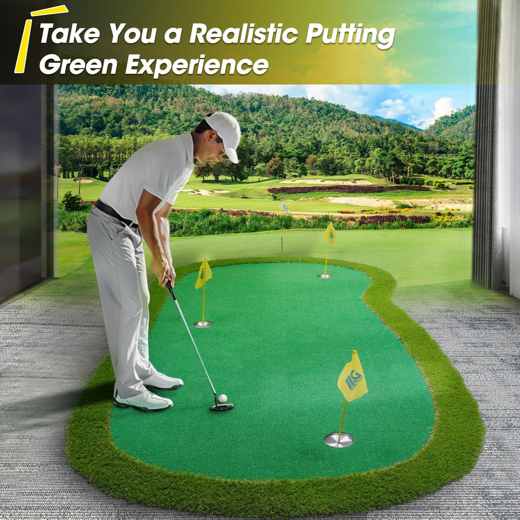 Golf Putting Green Large Golf Mat Practice Indoor Outdoor - 5 X 10 Ft Pro Putting Trainer Golf Game For Home Backyard Office
