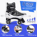 Sulifeel Rainbow Unicorn 4 Size Adjustable Light Up Roller Skates For Girls Boys For Kids (E Black, Large - Youth)