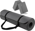 Fitvids ½ inch Thick High-Density Anti-Tear Yoga & Exercise Mat with Strap and Blocks – Gray