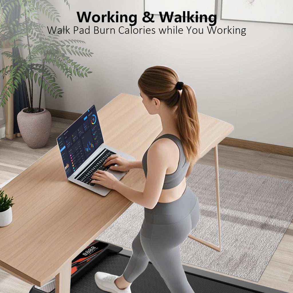Under Desk Treadmill, Walking Pad Treadmill, 2.5 Hp 265 Lbs Low Noise Walking Pad Incline Led Display With Remote Control Walkin