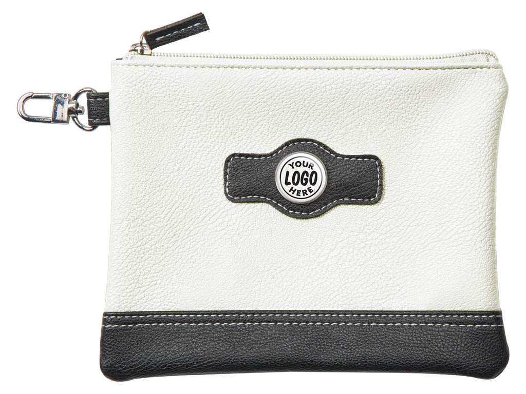 Clip Wipes Golf Pouch Custom Logo  Personalized Logo Zipper Golf Accessories Pouch (White)