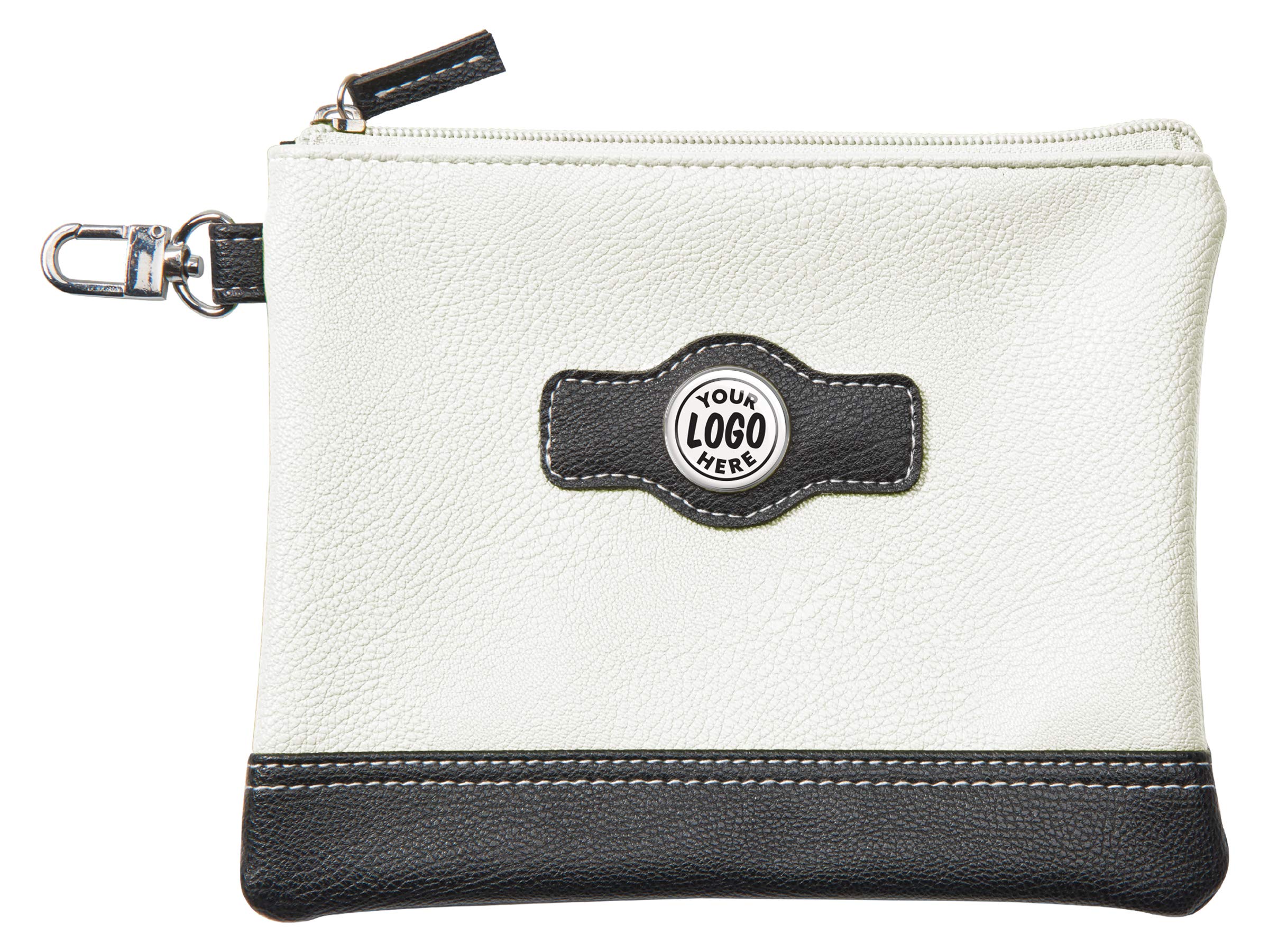 Clip Wipes Golf Pouch Custom Logo  Personalized Logo Zipper Golf Accessories Pouch (White)