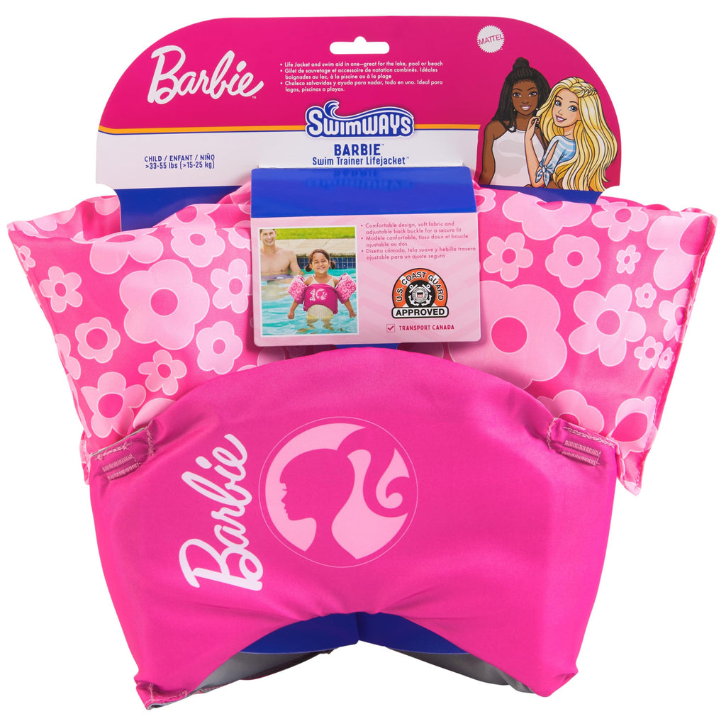 SwimWays Barbie Swim Trainer, US Coast Guard Approved Life Vest, Kids Swim Vest and Swimming Aid, Arm Floaties & Life Jackets fo
