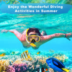 Snorkel Set, Zipoute Snorkel Dry Top Snorkeling Gear For Adults, Panoramic Anti-Leak And Anti-Fog Tempered Glass Lens, Adults Ad
