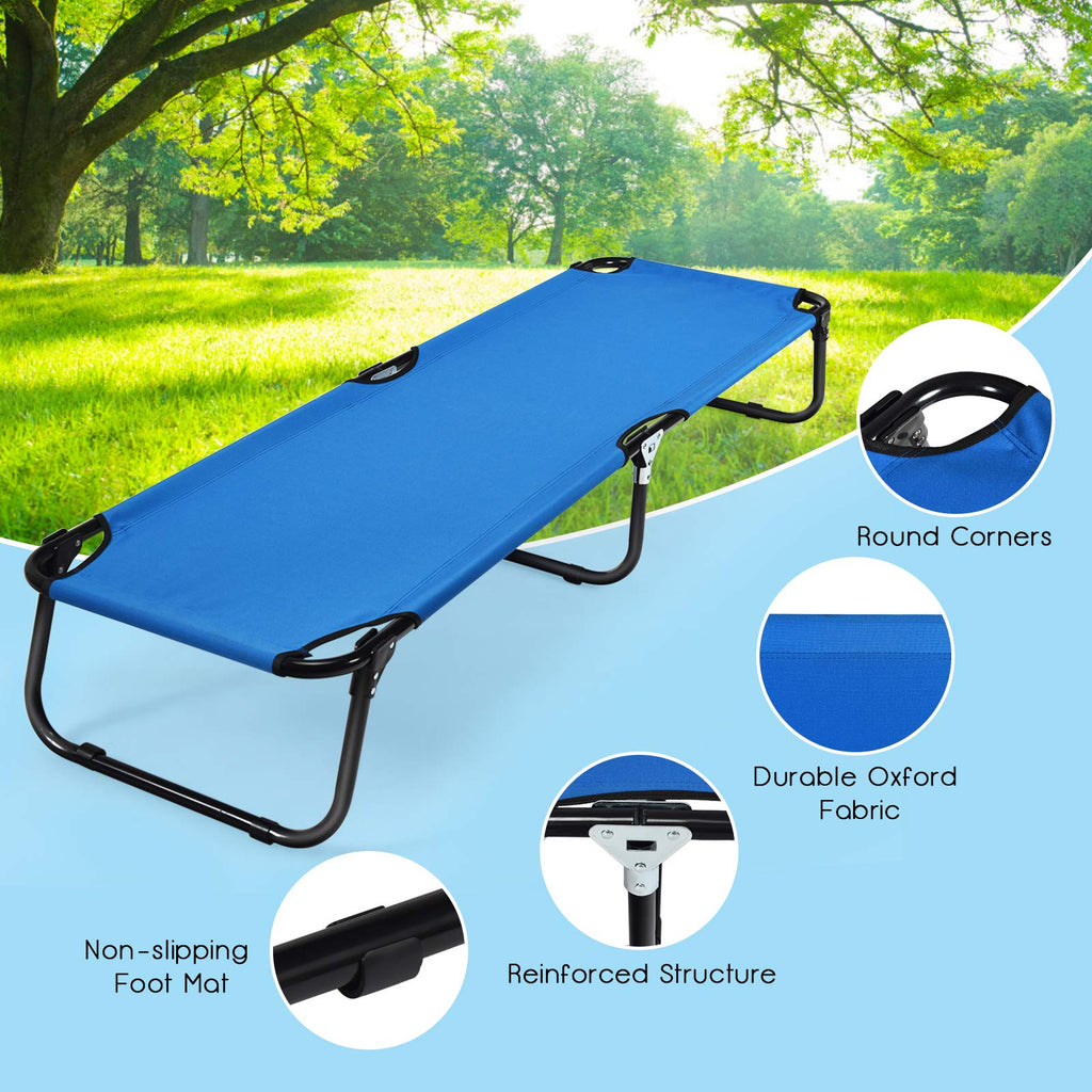 Gymax Folding Camping Cot, Portable Ultralight Compact Sleeping Cot Bed For Adults With Oxford Fabric, For Outdoor Travel Backpa