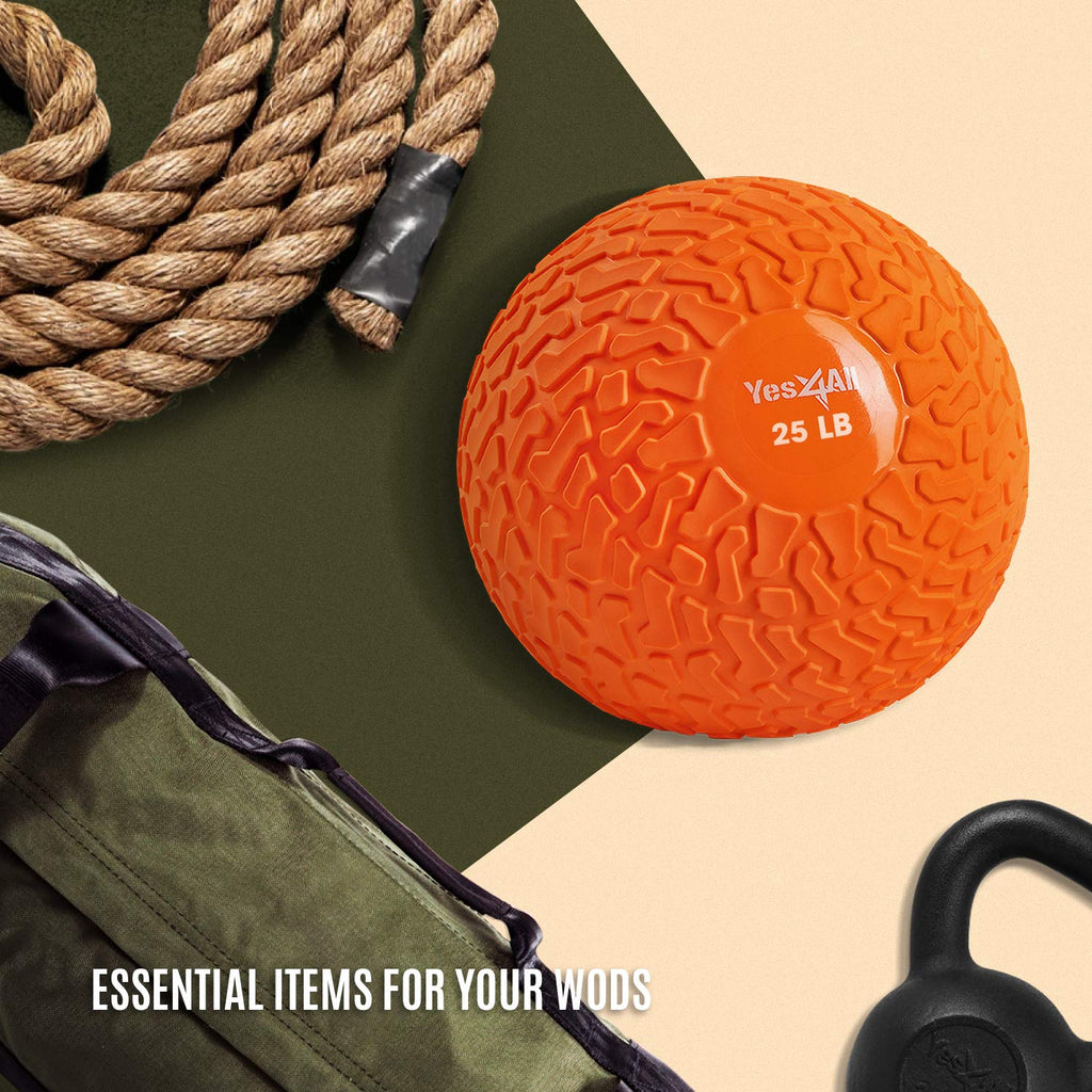 Yes4All 25 Lbs Slam Ball For Strength, Power And Workout - Fitness Exercise Ball With Grip Tread & Durable Rubber Shell (25 Lbs,