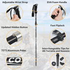 Trekking Poles Collapsible Hiking Poles - Auminum Alloy 7075 Trekking Sticks, Antishock And Quick Lock System, Telescopic, Colla