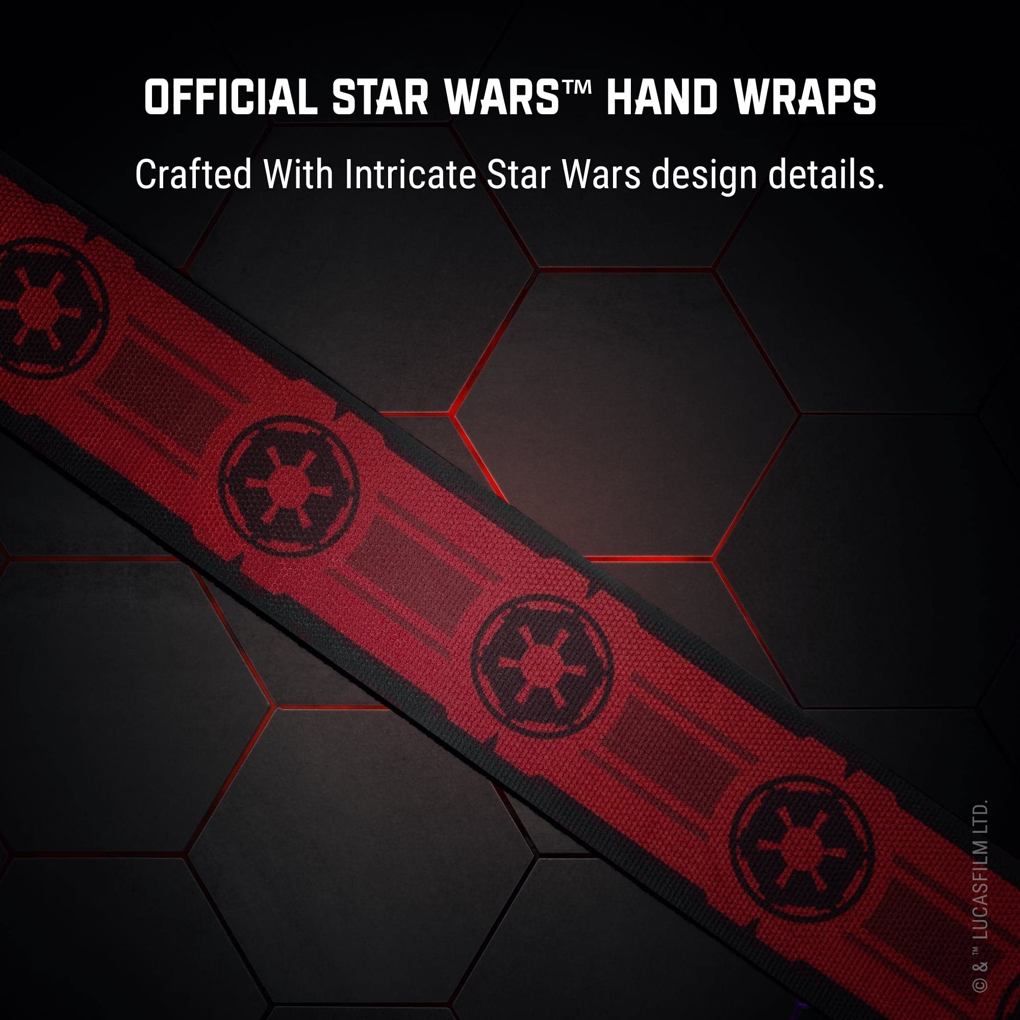 Hayabusa Star Wars(Tm) Galaxy Boxing Hand Wraps Officially Licensed Reusable Hook And Loop Closure For Men And Women - Sith, 180