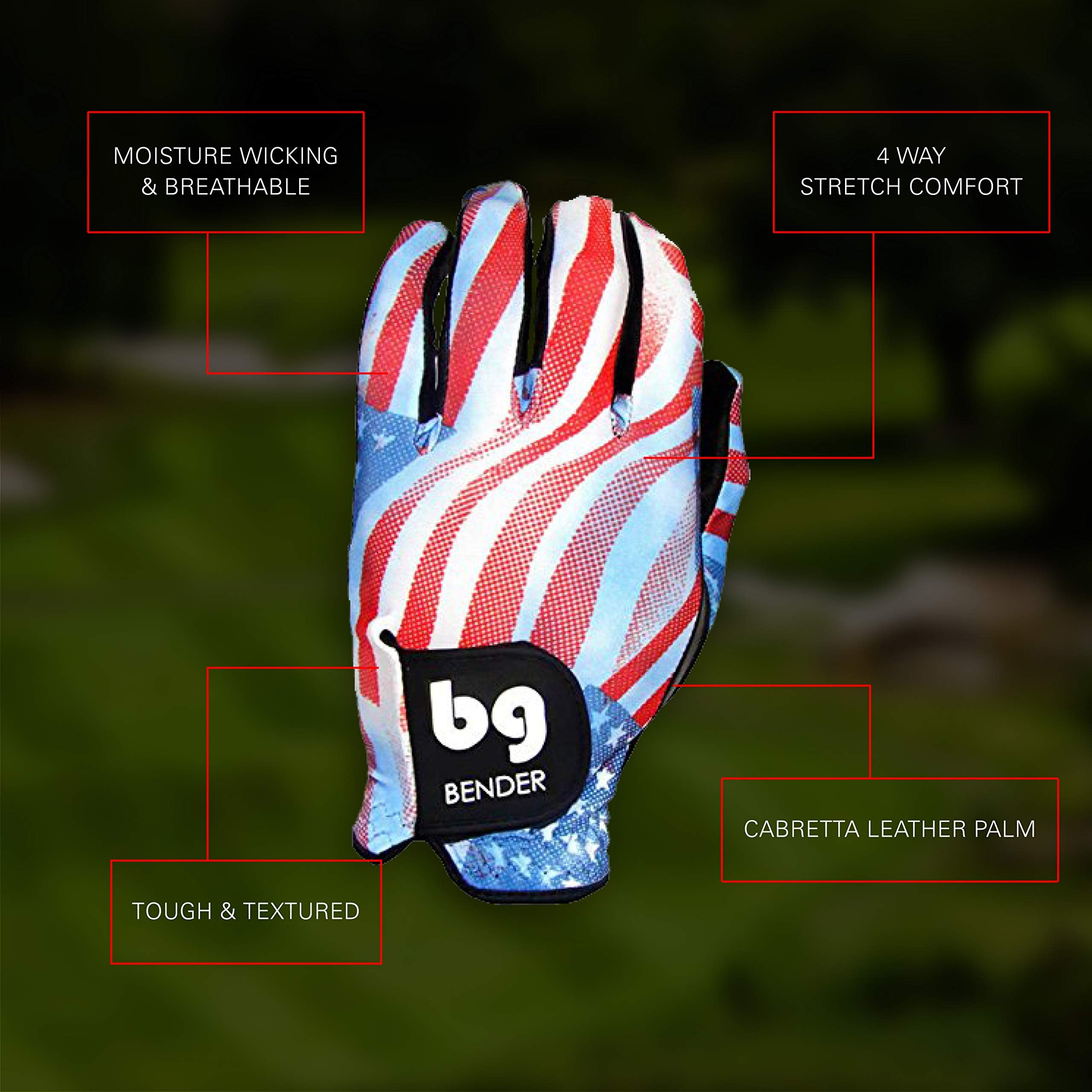 Bg Bender Golf Glove  Wear On Left  (Red, Mens Medium)