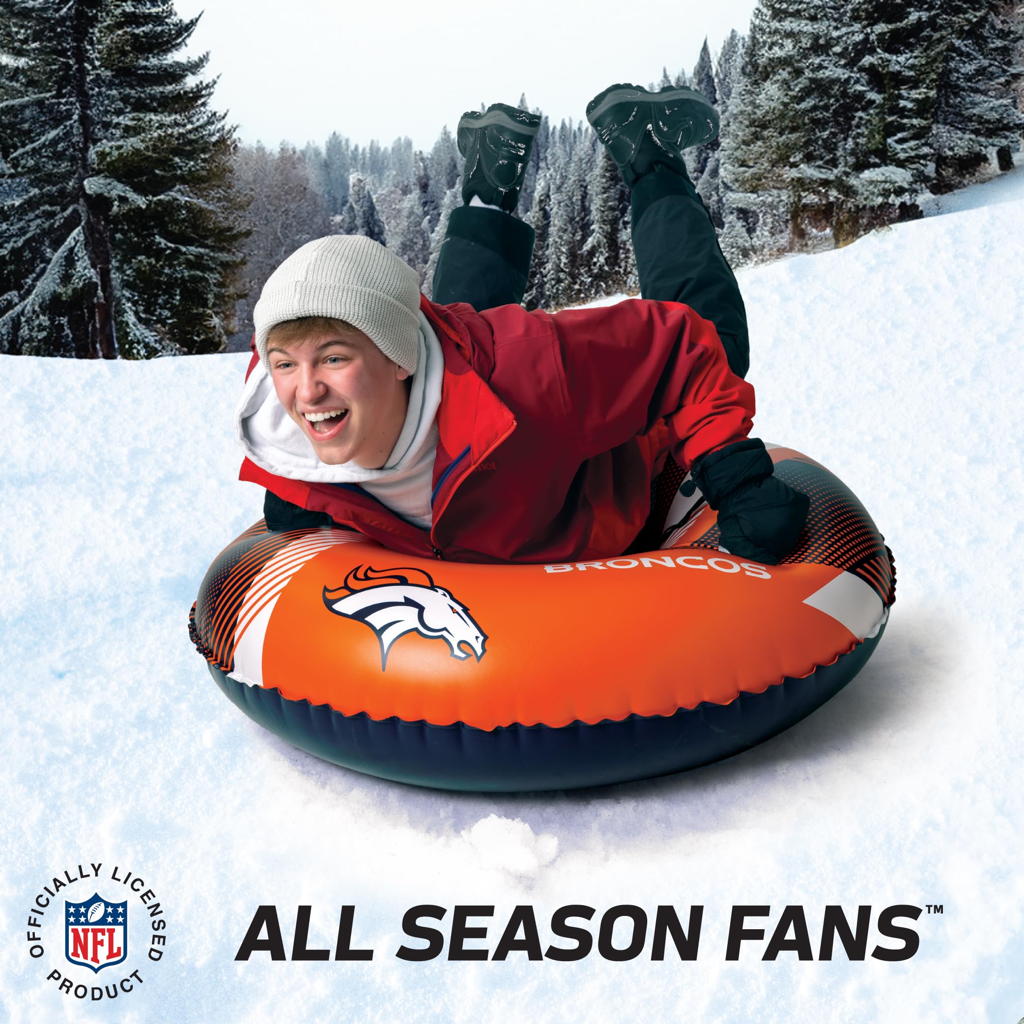 Bigmouth Denver Broncos Nfl Fan Gear Outdoor Toys, Officially Licensed - Inflatble Snow Tube With Handles