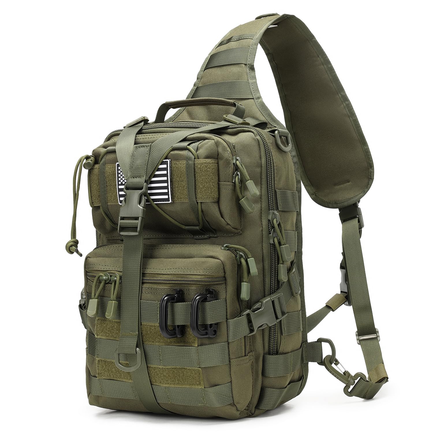 Lemubeane Tactical Sling Bag Backpack Military Rover Shoulder Sling Pack EDC Molle Assault Range Bag Crossbody Chest Pack (Army 