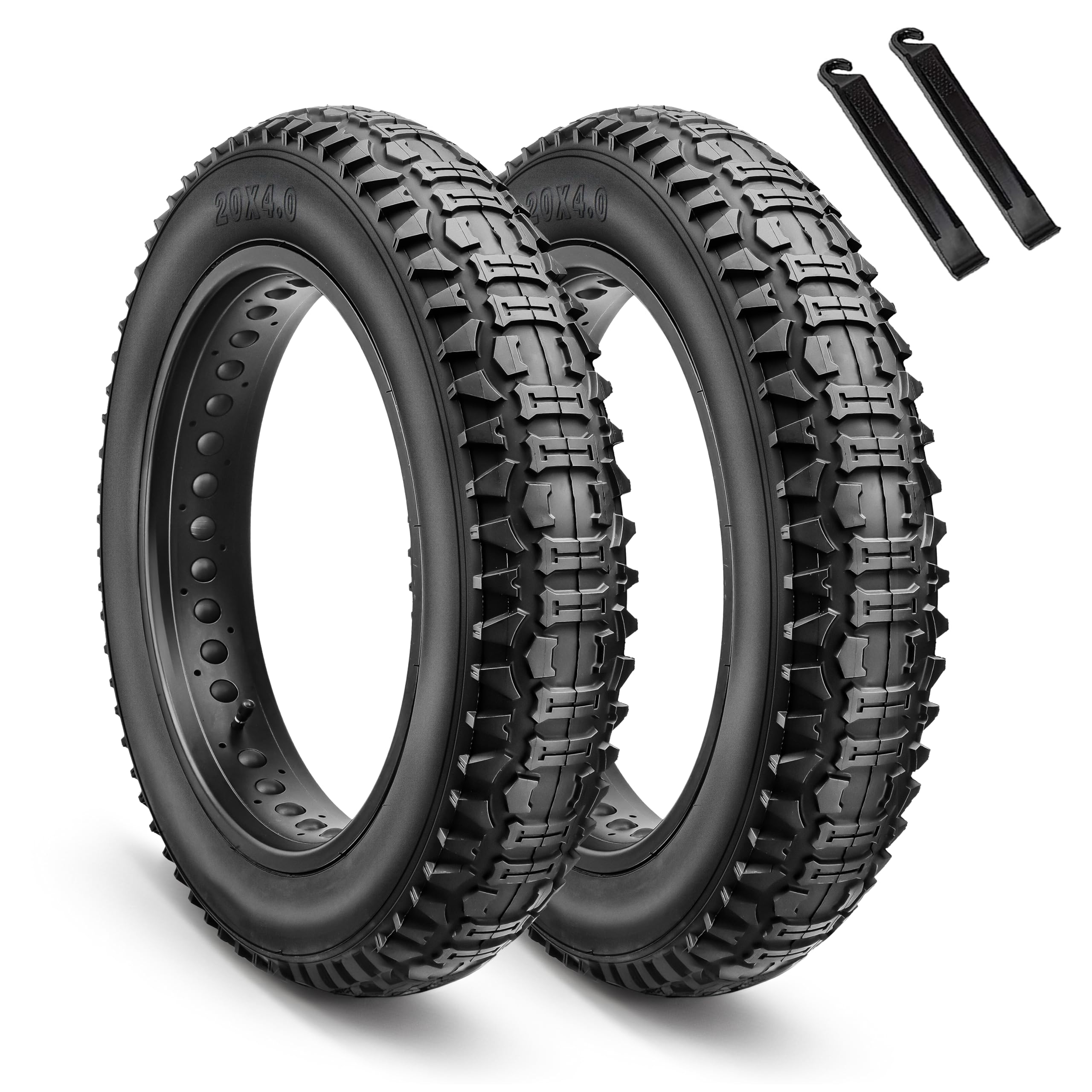 2-Pack 20X4.0 Fat Bike Tires: Hycline 20X4 Inch Folding Replacement Puncture Resistant Ebike Fat Tires, All-Terrain High-Density