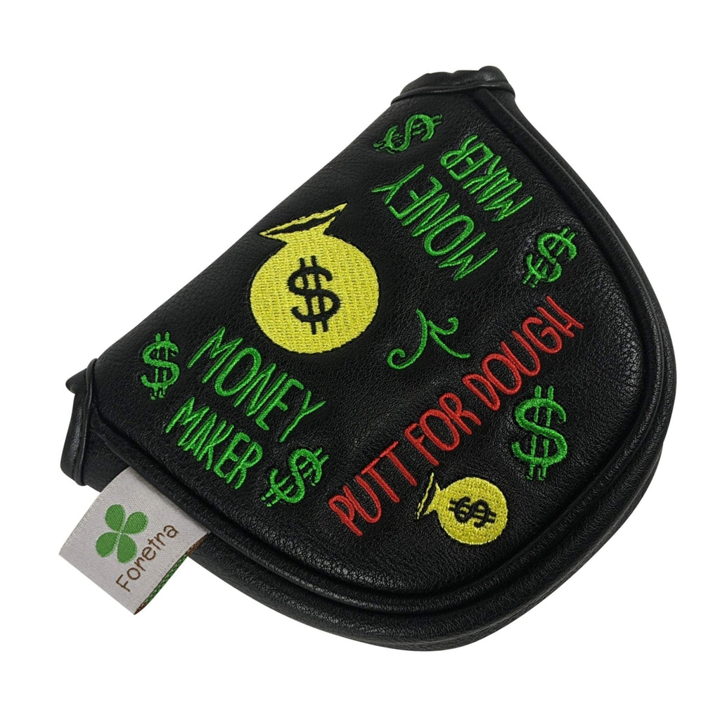 Foretra Putt For Dough - Money Maker Black Golf Putter Headcover Quality Pu Leather Magnetic Closure For Mallet Style Putters