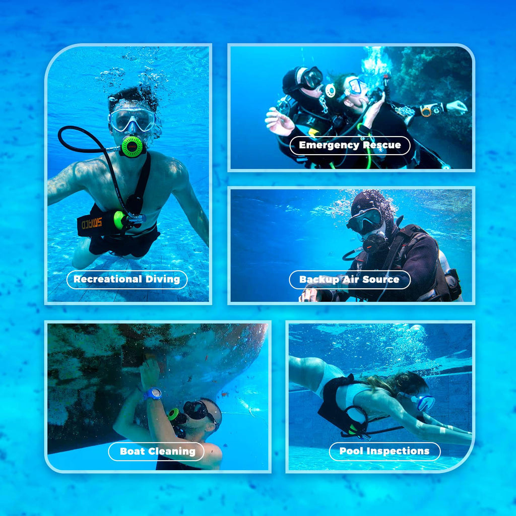 Smaco Scuba Tank Diving Gear For Diver 1L Mini Scuba Tank Oxygen Cylinder With 15-20 Minutes Underwater Breathing Portable Divin