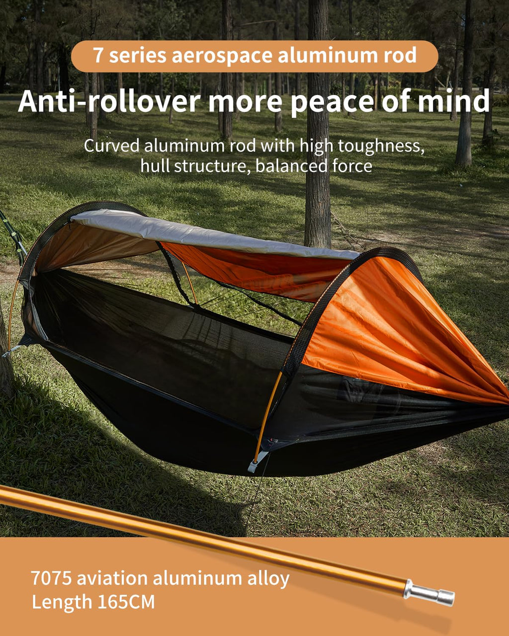 Travel Bird Camping Hammock Tent With Mosquito Net And Sunshade, Extra Large For 2 Person, Lightweight Hanging Hammocks Tree Str