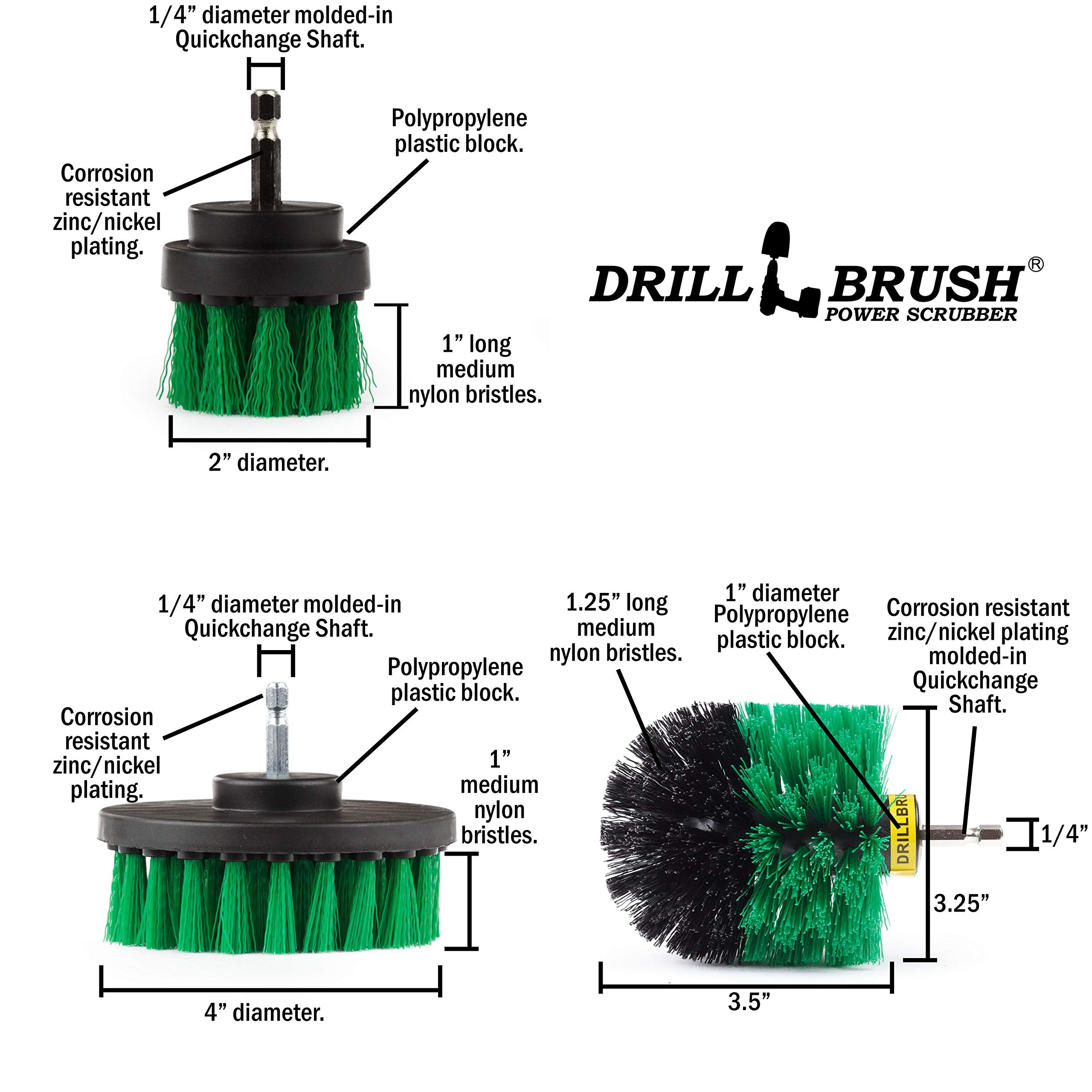 Drillbrush Green Kitchen Cleaning Drill Brushes - Stainless Steel Sink Cleaner/Copper Sink Cleaner - Electric Stove Cleaner/Gas