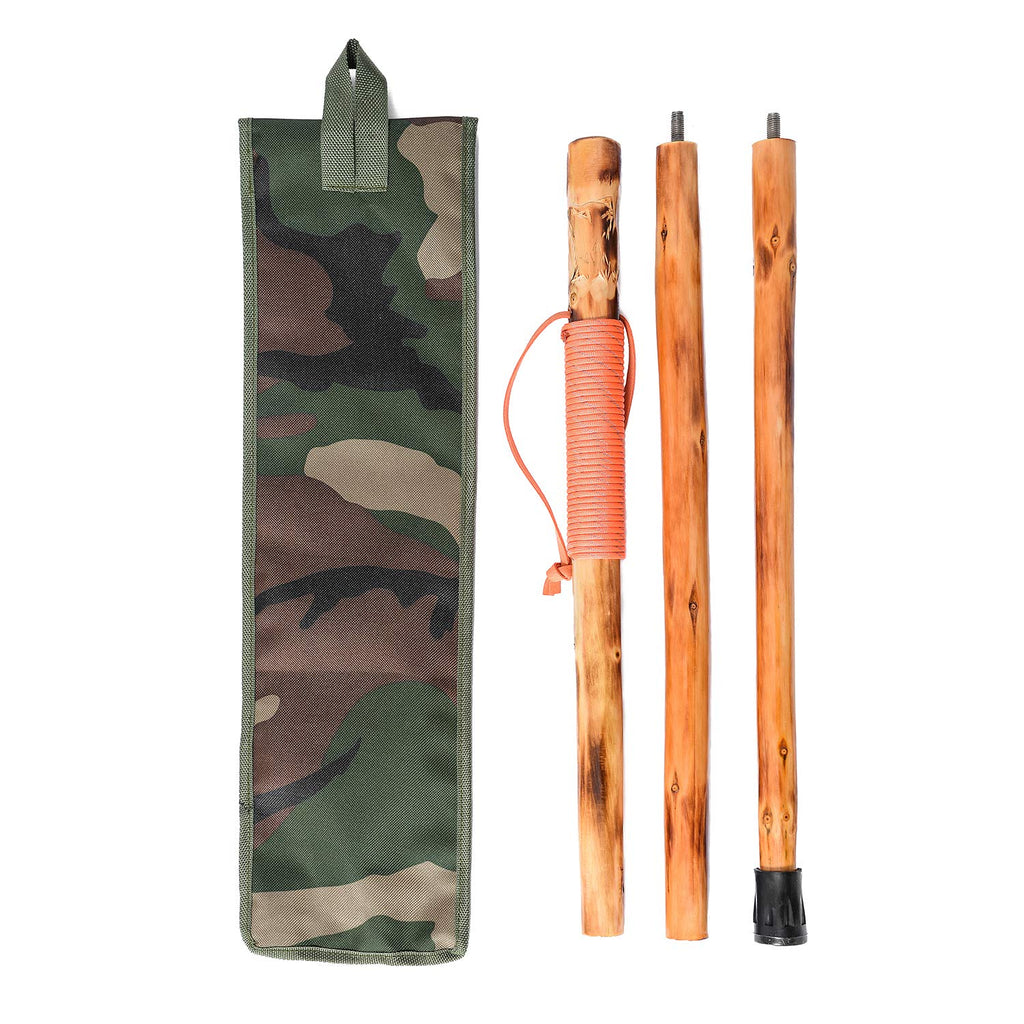 Forest Pilot 3 Pieces Detachable Fir Wood Walking Stick Wolf Carving With A Compass(Nature Color, 55 Inches, 1 Piece)