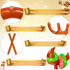 Hapdoop 2-4 Players Inflatable Reindeer Antler Ring Toss Game For Christmas Party - Game Rules Included (2 Antlers 10 Rings)