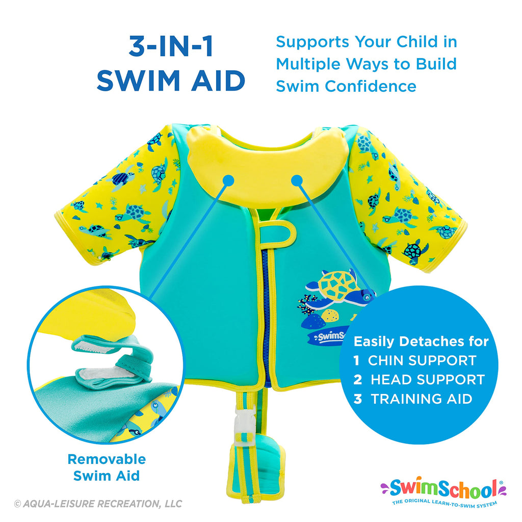 Swimschool Swim Trainer Vest - Easy On & Off Kids Swimming Vest - Sizes: Small/Medium Up To 33 Lbs. & Medium/Large Up To 50 Lbs.
