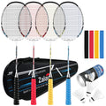 Professional Badminton Rackets Lightweight Badminton Racquets Set, Zalava Badminton Set 4 Pack,Carbon Fiber, 3 Shuttlecocks, 2 P