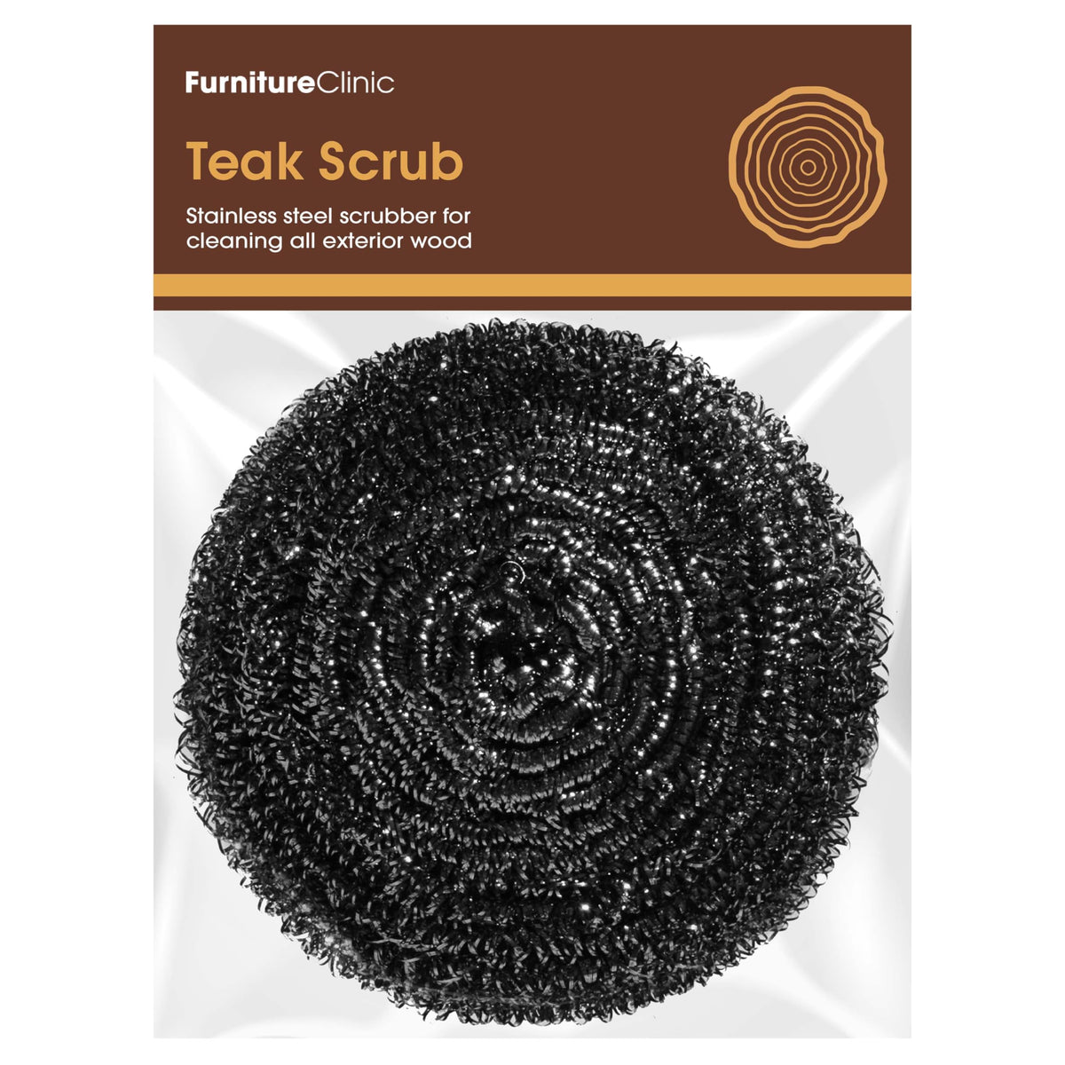 Furniture Clinic Teak Scrub, 100% Stainless Steel Scrubber to Refinish Wood