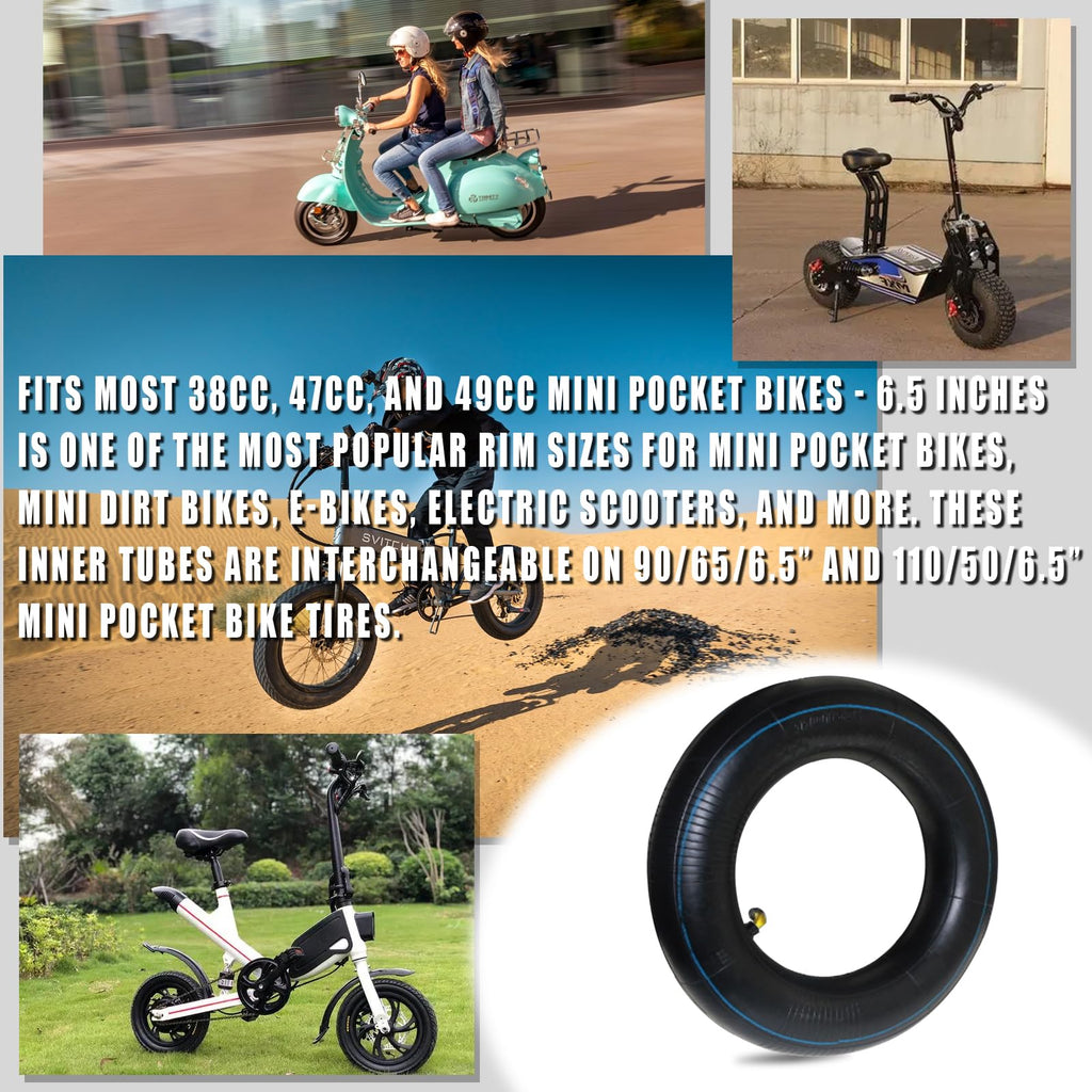 Dehe 90/65-6.5 110/50-6.5 Tire Inner Tube With Angled Valve Stem For 38Cc 47Cc 49Cc Mta1 Mta2 Cag Mx3 Gp-Rsr Mini Pocket Bike Di