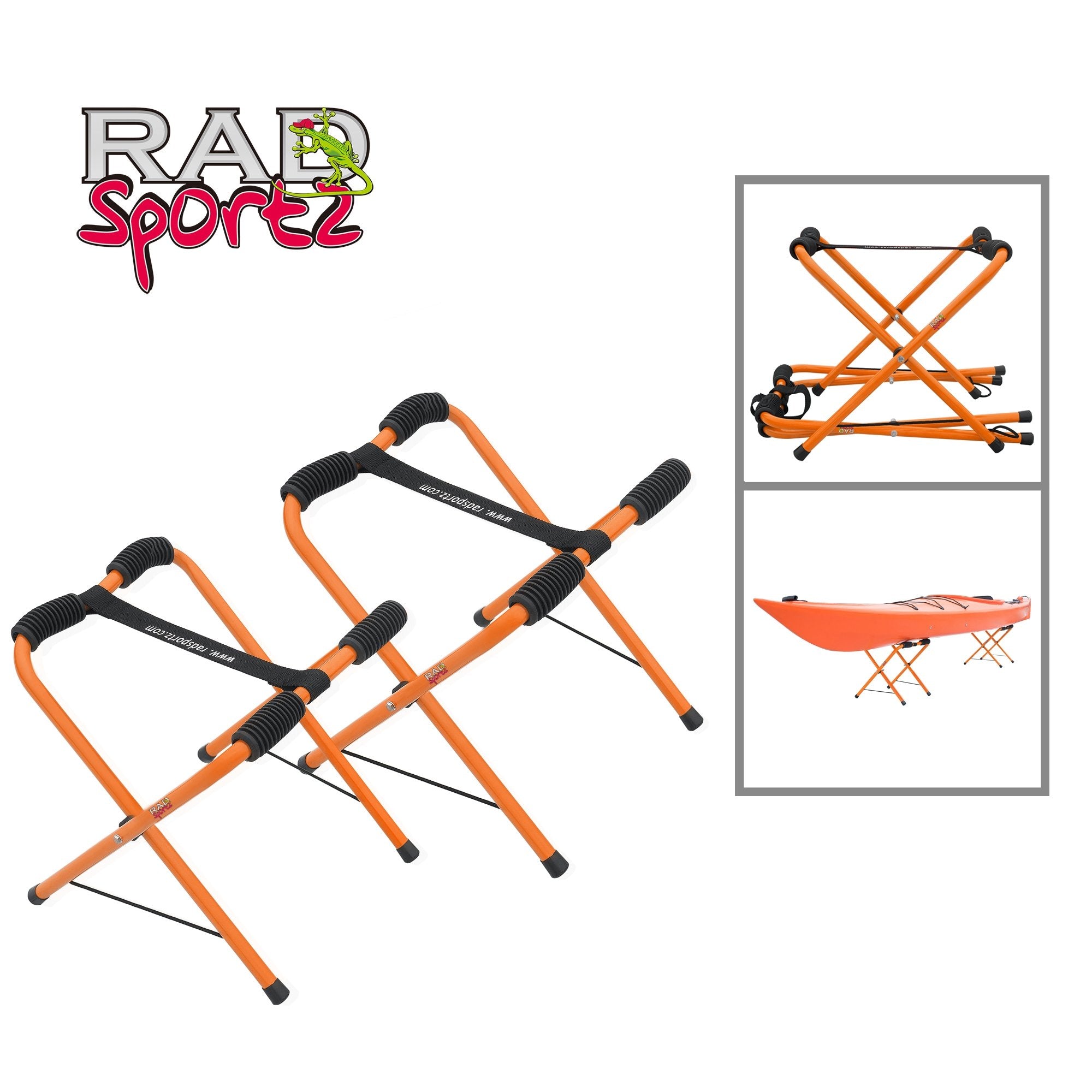Rad Sportz Portable Kayak Easy Stands Fold For Easy Storage Carry Bag Included Yellow