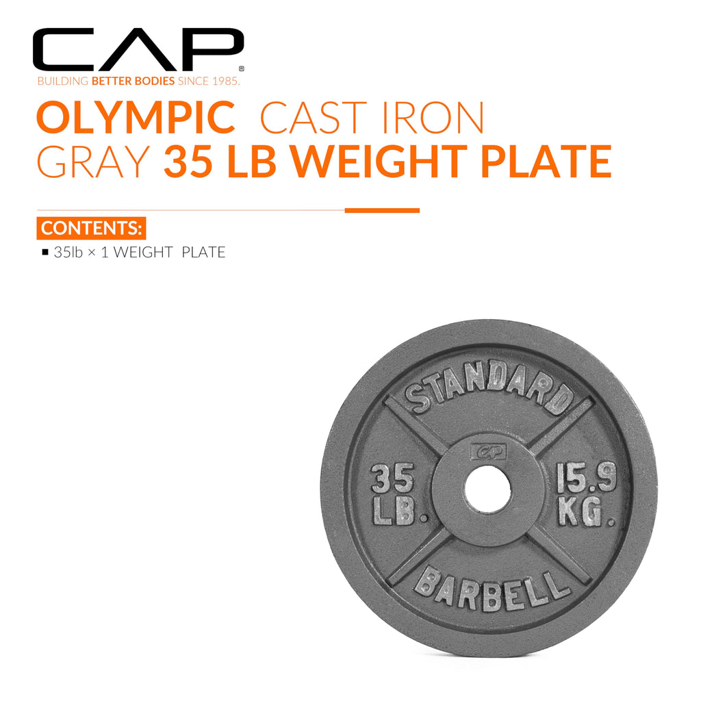CAP Barbell Olympic 2-Inch Weight Plate, Gray, 35 LBS