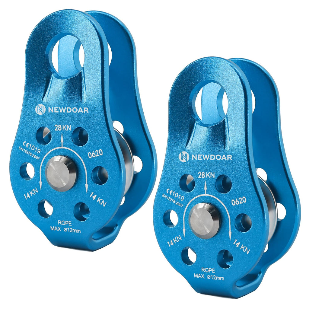 Newdoar Fixed Plate Micro Pulley,26Kn Ce Certified General Purpose Small Aluminum Rope Pulleys For Climbing/Aloft Work/Rappellin
