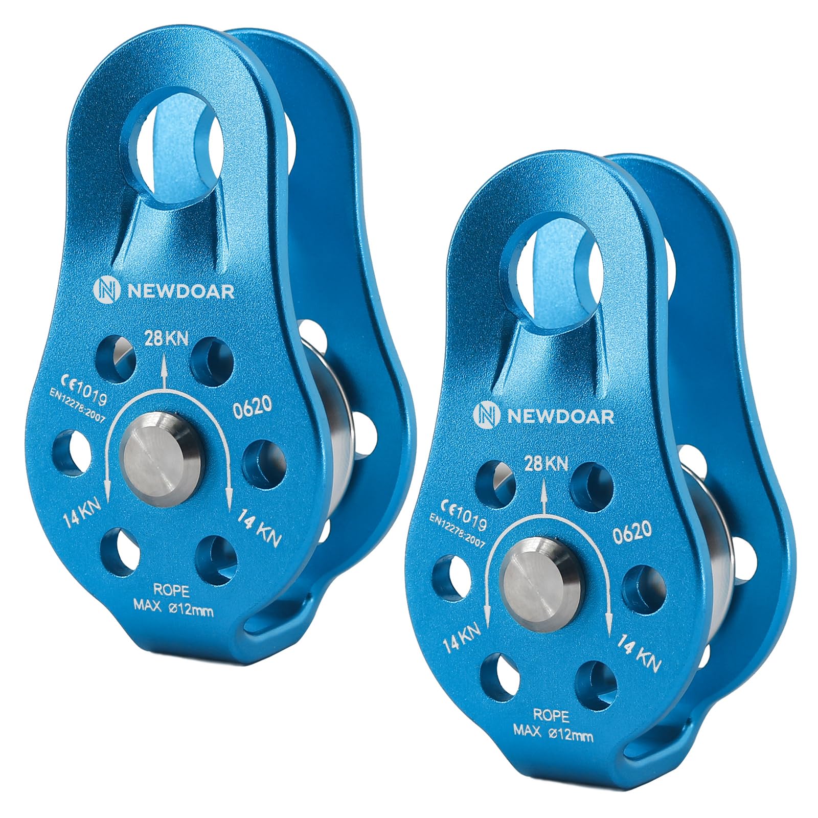 Newdoar Fixed Plate Micro Pulley,26Kn Ce Certified General Purpose Small Aluminum Rope Pulleys For Climbing/Aloft Work/Rappellin
