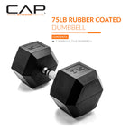 Cap Barbell Cap 75 Lb Coated Hex Dumbbell Weight, New Edition, Black, (Sdris-75)