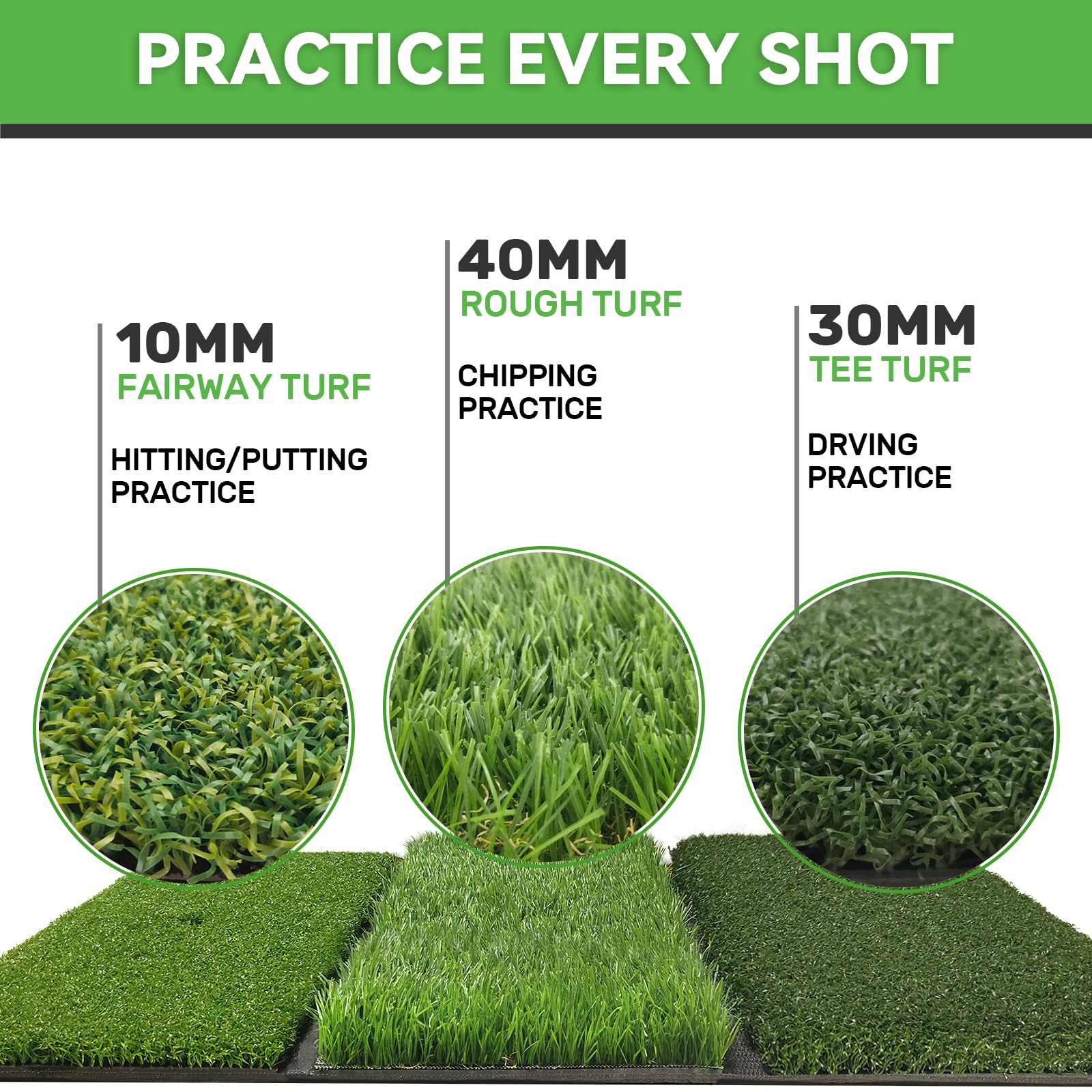 Cosportic Golf Hitting Mat | Golf Training Mat For Swing/Driving/Chipping With Advanced Artificial Turf, Golf Practice Mat 16''X
