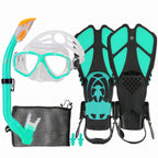 Kids Snorkel Set With Fins, Snorkel Fins Mask Set For Kids Child Snorkeling Gear With Flippers Anti Leak, Youth Snorkel Fins Set