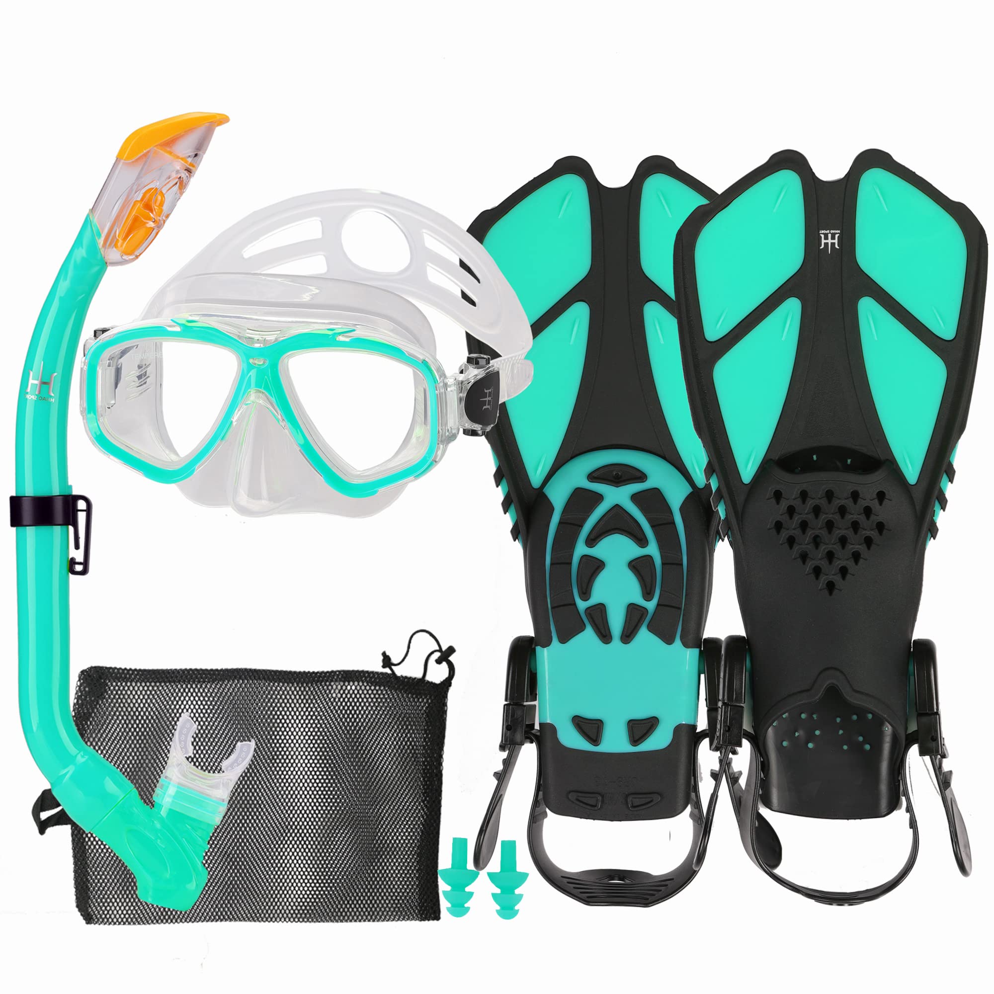 Kids Snorkel Set With Fins, Snorkel Fins Mask Set For Kids Child Snorkeling Gear With Flippers Anti Leak, Youth Snorkel Fins Set
