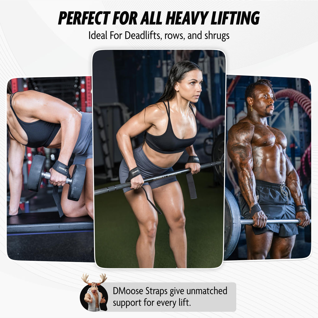 Dmoose Wrist Straps For Weightlifting, Perfect For Gym Workouts, Deadlifts, And Powerlifting, Padded Lifting Straps Gym For Men