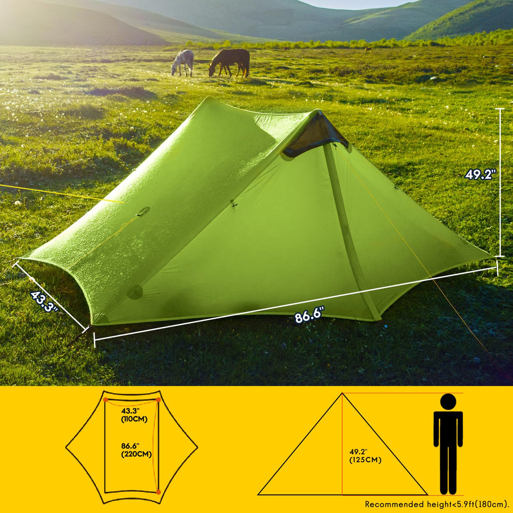Lanshan Ultralight Tent 3-Season Waterproof Backpacking Tent For 2 Person Camping, Climbing, Hiking, Travelling, Mountaineering,