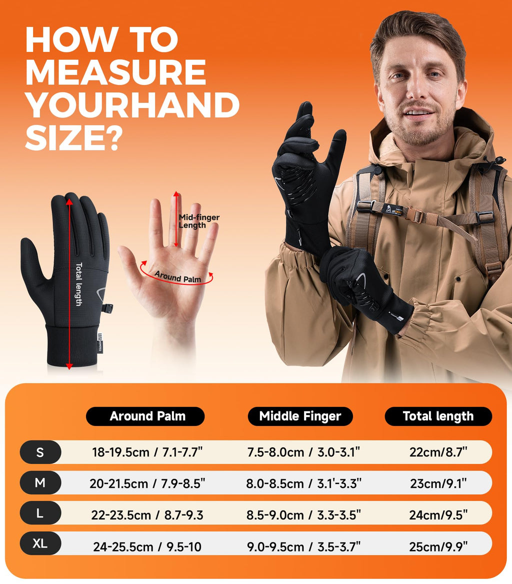 Benirap Winter Gloves for Men Women, Warm Touchscreen Winter Gloves Windproof Non-Slip for Cold Weather Running Cycling Black