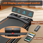 Incline Treadmill For Home, Walking Pad With Handle Bar, Under Desk Compact Treadmill With 350 Lbs Capacity, Led Display & App,